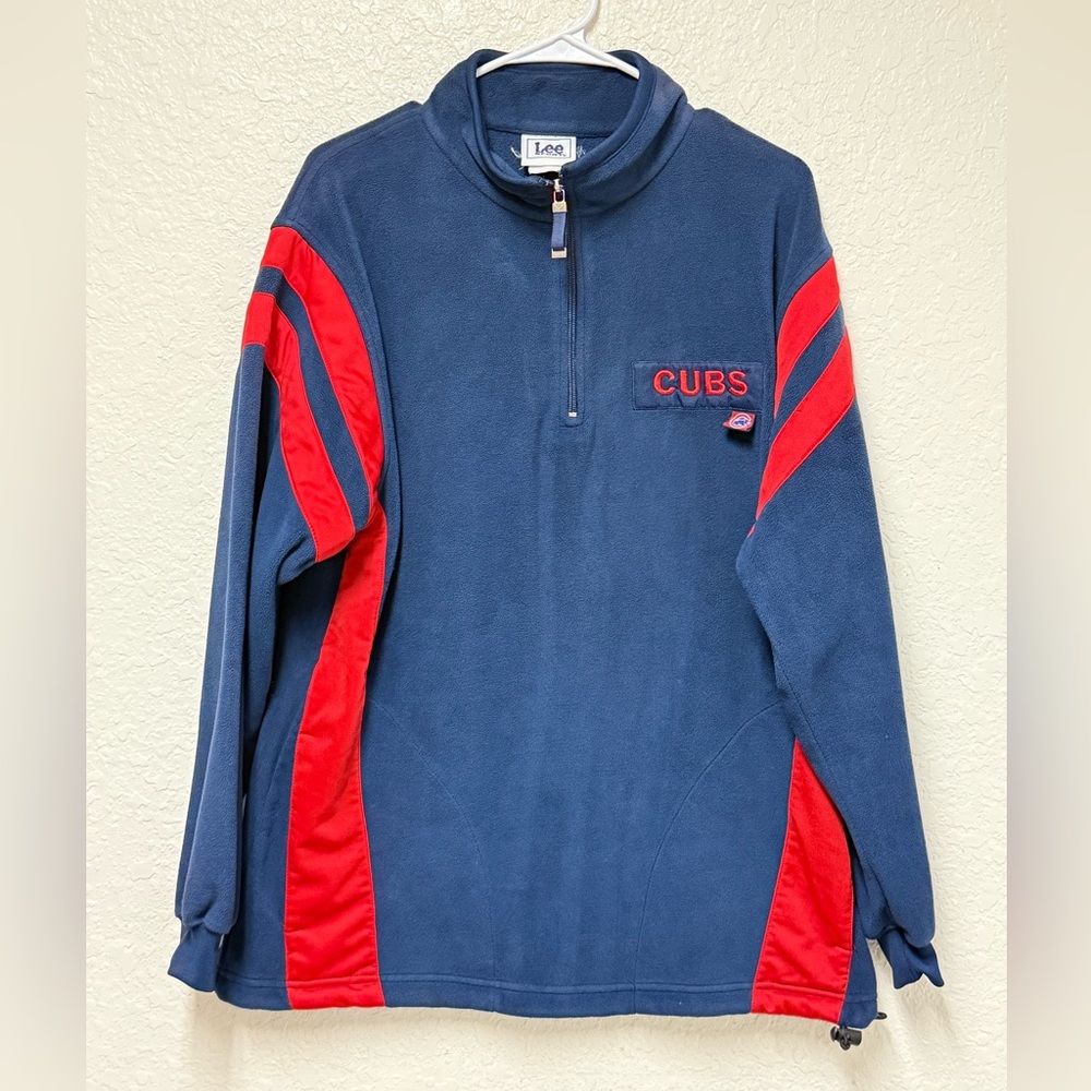 Chicago Cubs Navy and Red Men's Fleece Pullover Size - Picture 7 of 16